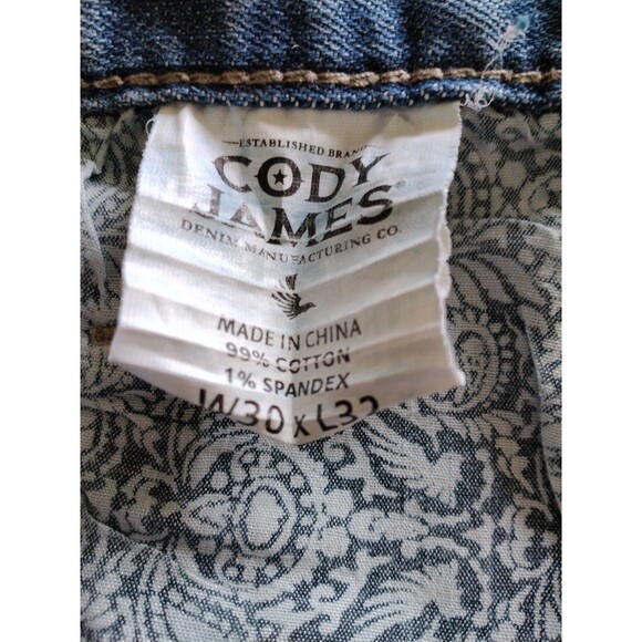 Cody James Men's Blue Jeans 2 way Stretch Worn Washed 5 Pocket Cowboy Core 30x32 - Picture 16 of 16